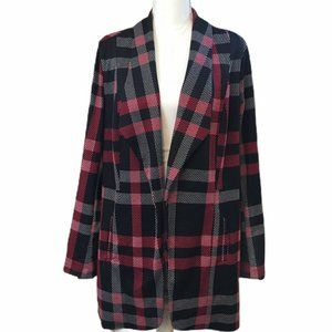Cato Checked Plaid Peacoat Stretchy Pockets Blazer